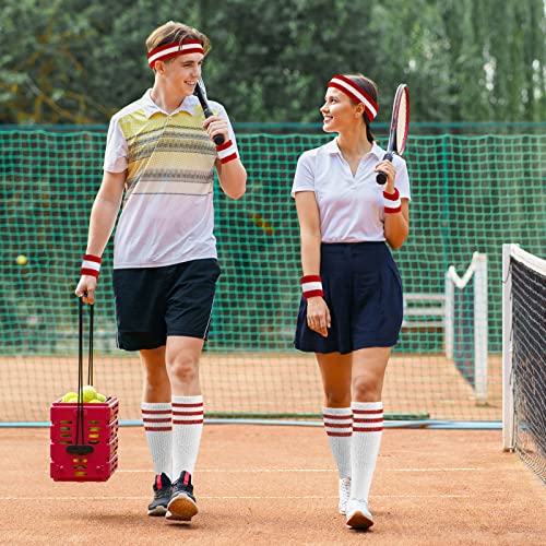 Image of ONUPGO Sweatband Set Sports Headband Wrist Striped Sweatbands Terry Cloth Wristband Athletic Exercise Basketball Wrist Sweatband and Headbands Moisture Wicking Sweat Absorbing Head Band
