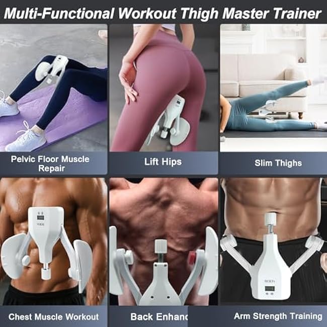 Thigh Master 0-110lbs Adjustable Resistance, Kegel Exerciser with Display Counter, Thigh Trainer for Home Workout Postpartum Training, Slim Thighs,Shape Back & Lift HIPS