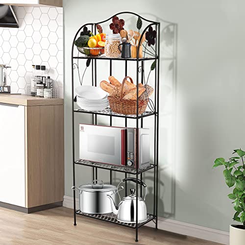 Metal Plant Stand 4 Tier Metal Plant Shelf With Wire Standing Shelving Tall Plant Pot Holder Indoor Kitchen Bakers Display Storage Organizer Rack Rustproof Iron Garden Container For Patio Living Room #TOP4
