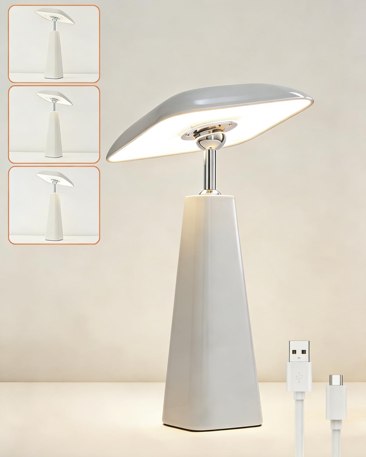 Harper Living Rechargeable Table LampMagnetic Touch Mushroom Bedside Light DimmablePortable Desk LampLight Grey from B&Q
