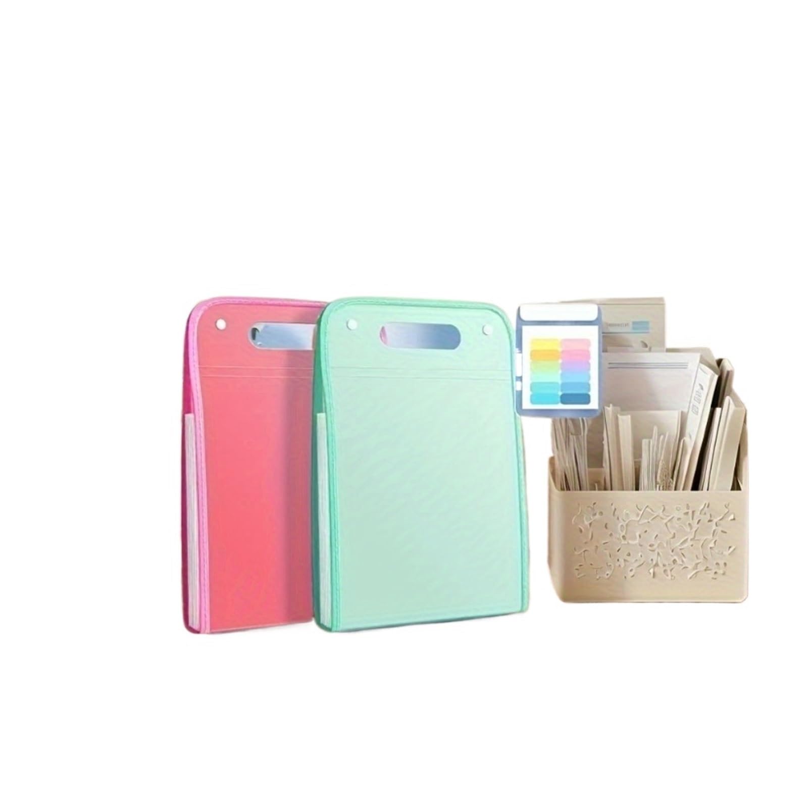 Dokumententasche Akkordeon 3-teiliger Akkordeon-Aktenordner | A4-Dokumenten-Organizer for Büro mit mehreren Fächern, erweiterbarer Halter(Pink)