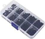 270pcs Nylon Screw Nut Washer Assortment Kit, M2 M2.5 M3 M4 M5 Hardware Fasteners with Storage Box, Black