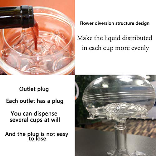 6 Shot Glass Dispenser and Holder Shot Dispenser for Filling Liquids, with 6 cups, bottle opener, straw brush, cocktail dispenser for Bar Parties