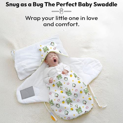 Image of StarAndDaisy Baby Swaddle Wrap for Newborn 0-9 Months, Baby Sleeping Bag Or Blanket, Muslin Swaddle for New Born Boys & Girls for All Season Frog Print