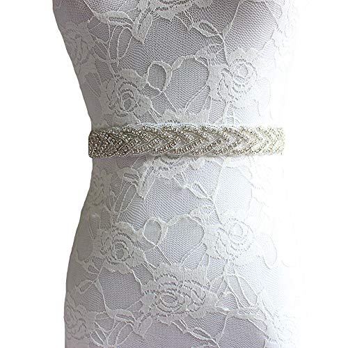 Lauthen.S Rhinestone Bridal Belt for Wedding Dress,Bride Bridesmaid Evening Gown Crystal Sash Belt2