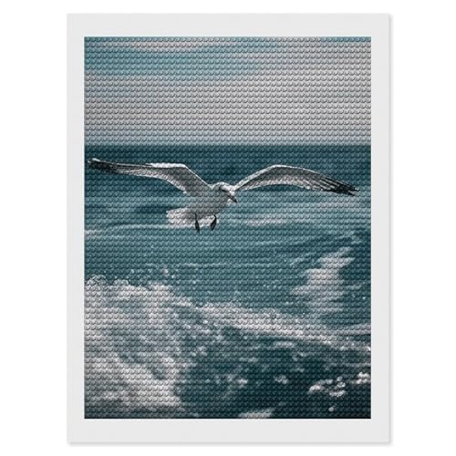 Peinture diamant oiseau en mer DIY kit complet de broderie diamant pour décoration murale maison