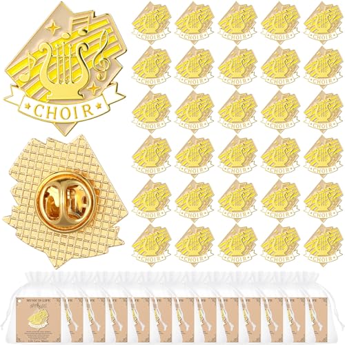 Image of Liliaafar 30 Pcs Choir Music Note Lapel Pins Chorus Musical Note Band Award Pins Gifts Cards Bulk for Choir Band Music Lover Teacher Graduation Gifts for Students