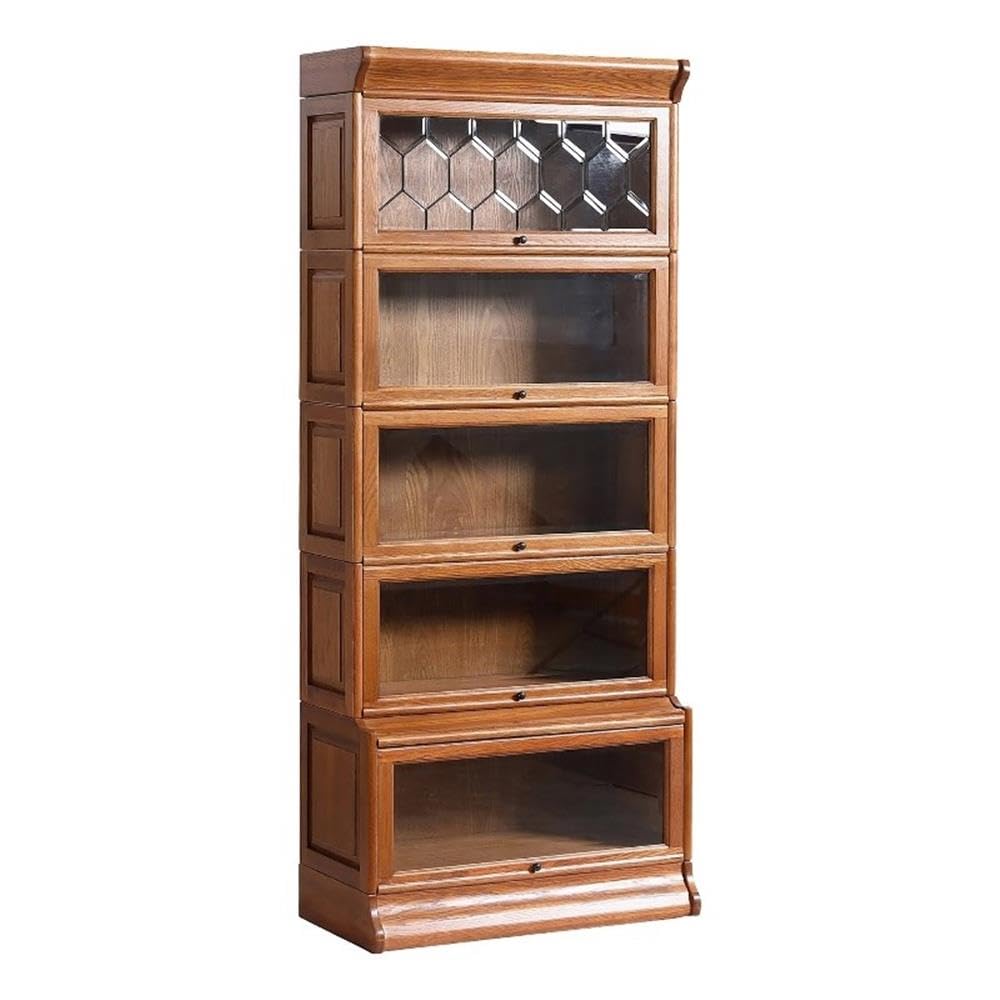 Crafters and Weavers Arts and Crafts 5-Stack Wood Barrister Bookcase in Cherry