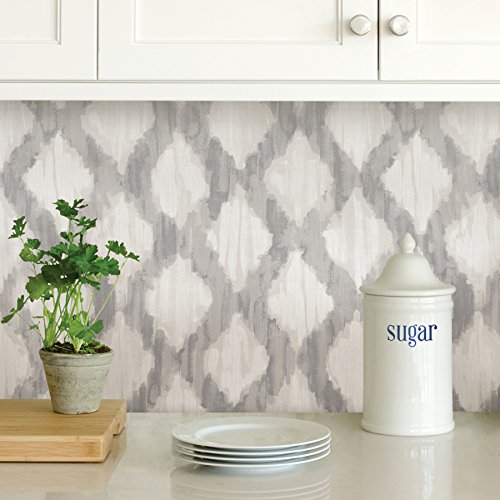 Nuwallpaper Nu2922 Floating Trellis Peel & Stick Wallpaper, Grey #TOP2