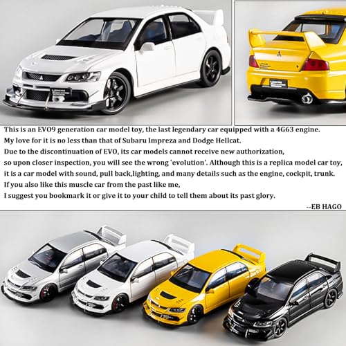 Modelo escala 1:32 Coche Lancer Evolution IX negro miniatura 6