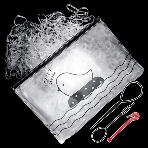 Sularpek 1000 Pcs Elastic Hair Bands Hair Elastics Ponytail Holders With Band Removal Hook+2 Hair Braid Tools