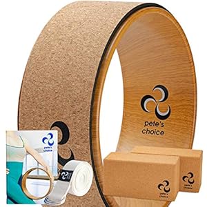 Cork Yoga Wheel, Cork Yoga Blocks – Extra Firm High Density Yoga Bricks I Natural & Eco-Friendly. Bonus eBook & Free Yoga Strap