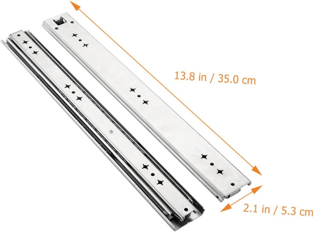 Heavy Duty 14-inch Self-Locking Drawer Slides Full Extension Side Mount Metal Rails 250lb Capacity for Cabinet Drawers Replacement 2pcs Set