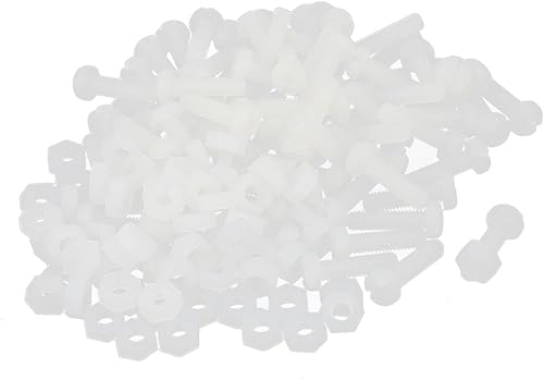 IIVVERR 70 tornillos de máquina Phillips M4 x 0.591 in cabeza redonda de nailon métricos avellanados con tuercas hexagonales (70 unidades M4 x 0.591