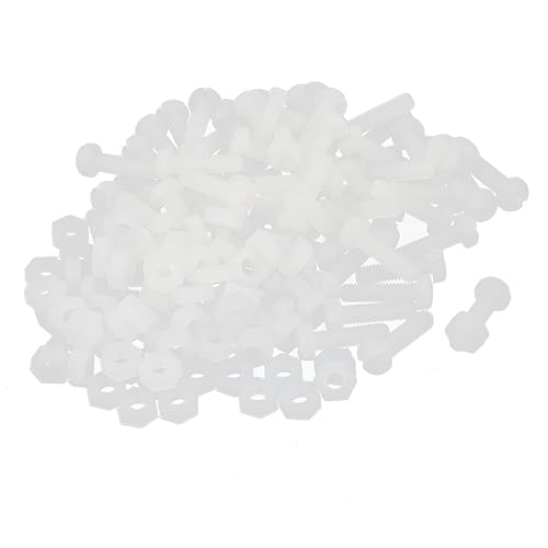 IIVVERR 70 tornillos de máquina Phillips M4 x 0.591 in cabeza redonda de nailon métricos avellanados con tuercas hexagonales (70 unidades M4 x 0.591
