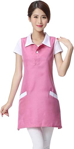 Surrui Peluquero Peluquero Delantales con Bolsillos Peluquero Delantal Camarera Sin Mangas Chaleco Ropa de Trabajo Rosa, Rosado