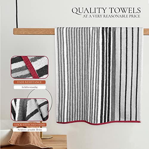 Weave Essentials 4Pc Bath Linen Towel Set, 2 Large Bath Towel - 70x140cm, 2 Hand Towels - 50x90cm, Solid Stripped 100% Cotton, Quick Dry Towel, Soft & Absorbent - (Silver Grey) - Image 6
