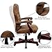 Flash Furniture Derrick Traditional Microfiber Tufted Swivel Office Chair with Wood Base, Ergonomic Farmhouse High-Back Desk Chair, Bomber Brown