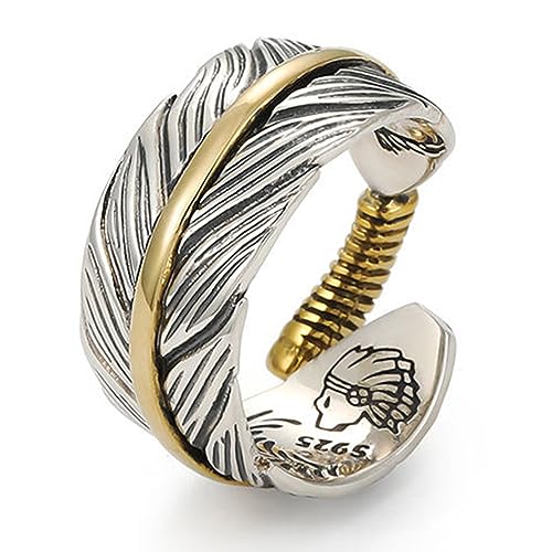 Innocence Silver-Plated Adjustable Opening Native Americans Style Feather Ring For Women Men Vintage Rings Gift Jewelry