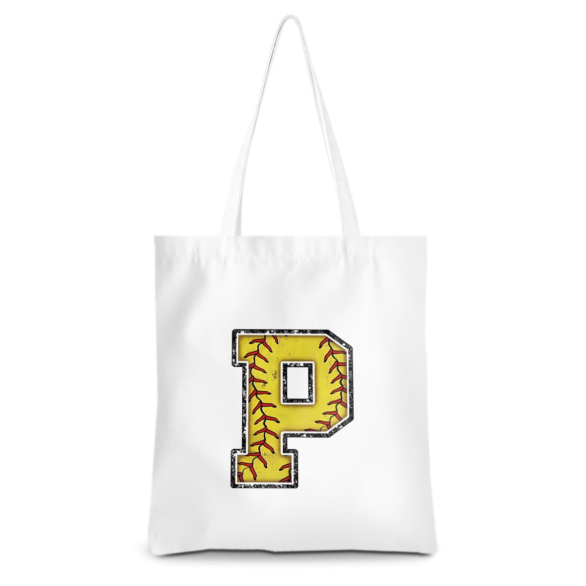 CQM Softball Gifts Initial Tote Bag Reusable Grocery Bags Personalized Beach Bag Wedding Monogrammed Gifts for Women
