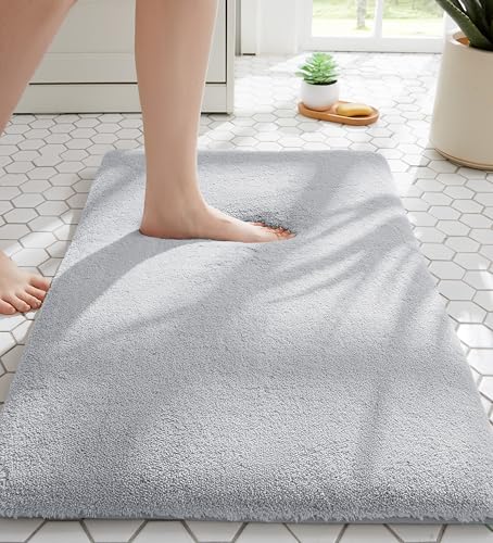 MINIDEAR Bathroom Rugs 36x24 Light Gray - Thick Memory Foam Bath Mat, Ultra Soft & Plush Fluffy, Non-Slip, Quick Dry, Absorbent Washable Floor Microfiber Mat for Tub, Home Decor Accessories