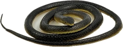 Miniatura 5 de Serpiente de goma realista, 2 piezas, serpiente falsa aterradora, juguete grande de serpiente de Mamba negra para accesorios de jardín, bromas,