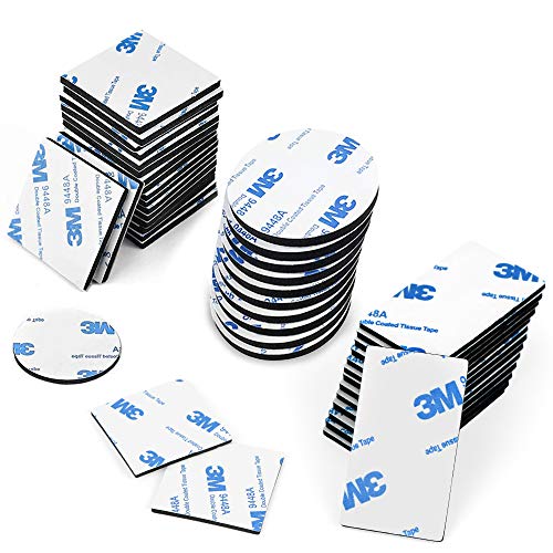 O-Kinee 130 Pièces Autocollants Double Face, Adhesif Puissant Ruban Mousse, Bande de Mousse 56 Pièces Carré 56 Pièces Ronde et 18 Pièces Rectangulaires (Noir)