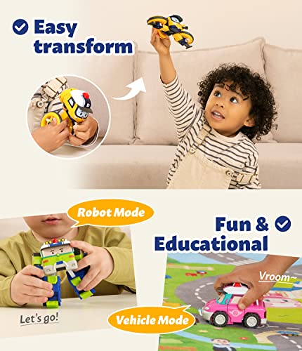 Robocar Poli [3 Pack Sandy+ Droney+ Keaton New Heroes Transforming Robot Toys, 4" Tramsformable Action Figure Toy #TOP1