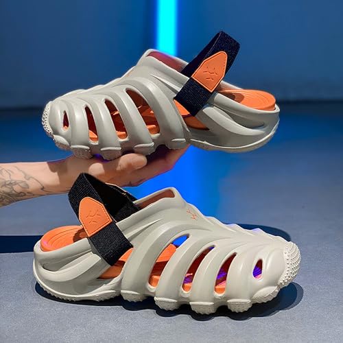 Summer Men's Outdoor cave Shoes, Wearing Cool Slippers with Toe caps, Anti Slip Work Garden Shoes3