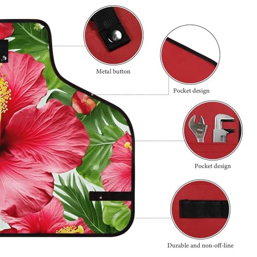 Delantal de trabajo con diseño flor hibisco y bolsillos miniatura 3