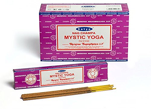 3 X MYSTIC YOGA Satya Nag Champa Incense Sticks Packs 15g with Souvenir Badge By Sterling Effectz