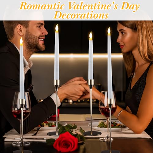 Image of Tuanse 80 Pcs Flameless LED Taper Candles Battery Operated Candles Bulk 12.8 /10.8 /9.7 /8.5'' Flameless Candlestick Flickering Fake for Christmas Church Wedding Party Battery Not Include(White)