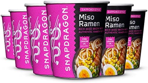 Snapdragon Sapporo-Style Miso Ramen Cups | Rich Miso Broth With Authentic Ramen Noodles | Authentic Flavors | Satisfy Your Craving | 2.2 oz (6 Pack)