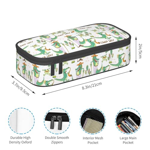 Image of Crocodile Pencil Case Aesthetic Large Capacity Pen Pouch | Storage Bag with Compartments for Travel School Office Organizer