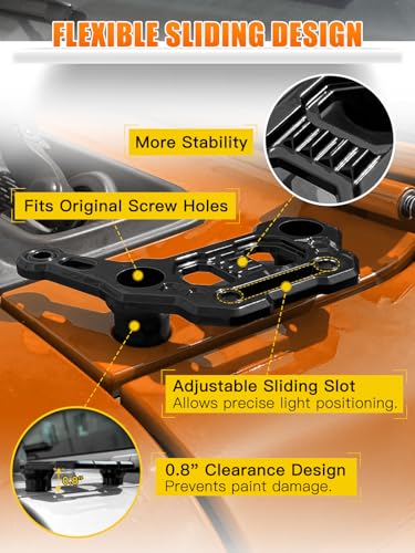 Image of UNI-SHINE 2-Pack Dual Hood Mounting Brackets for Light Bar Fit for Jeep Wrangler JL JLU Gladiator JT 2018-2026 Aluminum A-Pillar Auxiliary Cowl Mounts for LED Pod & Ditch Lights