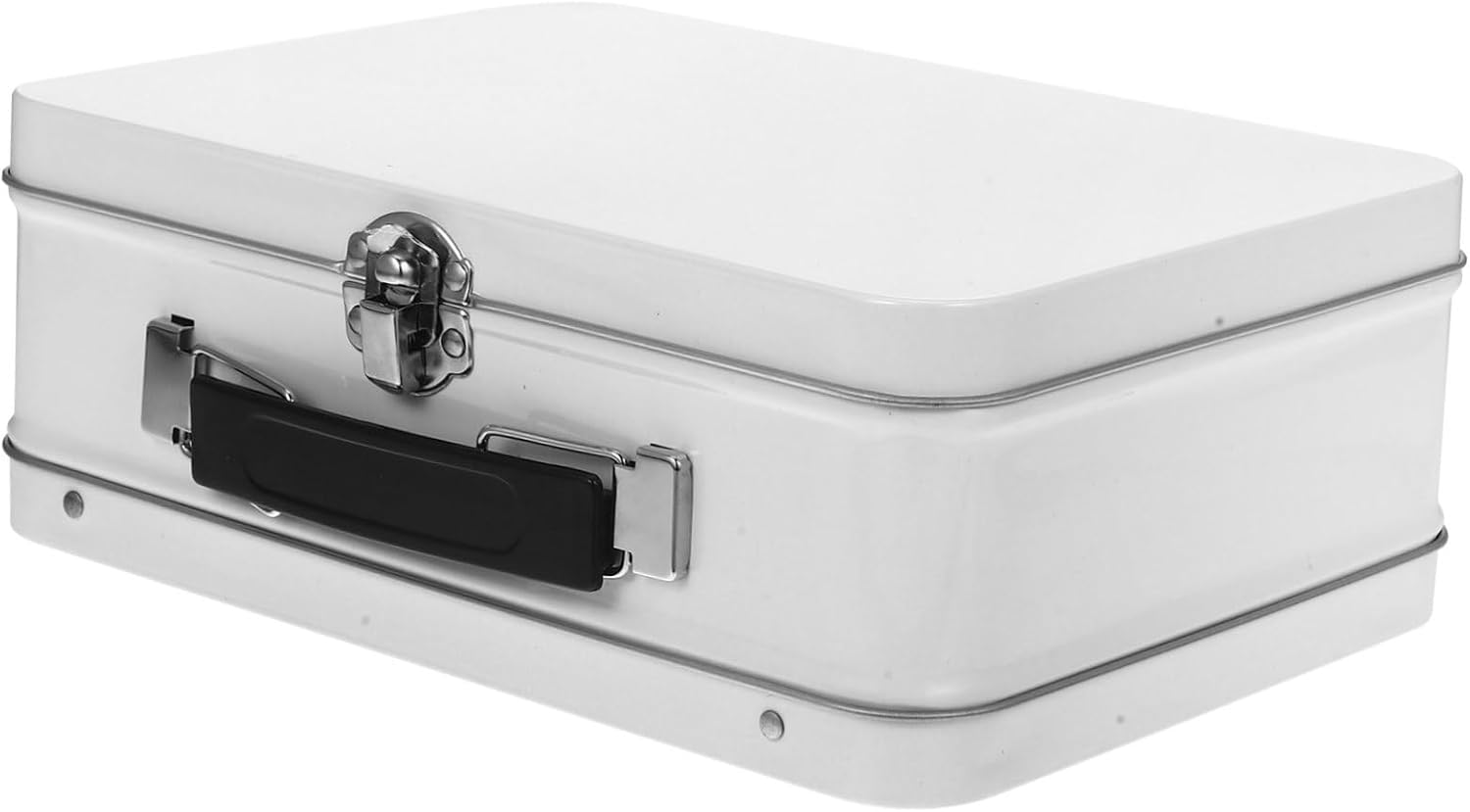 ULTECHNOVO Handheld Tin Keepsake Box with Handle Small Decorative Storage Case Metal Trinket Organizer for Desk Jewelry and Sundries Holder