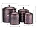 Oval Hammered Antique Copper Finish Canisters, Set of 4, 4 qt, 2 qt, 1.5 qt, 1qt