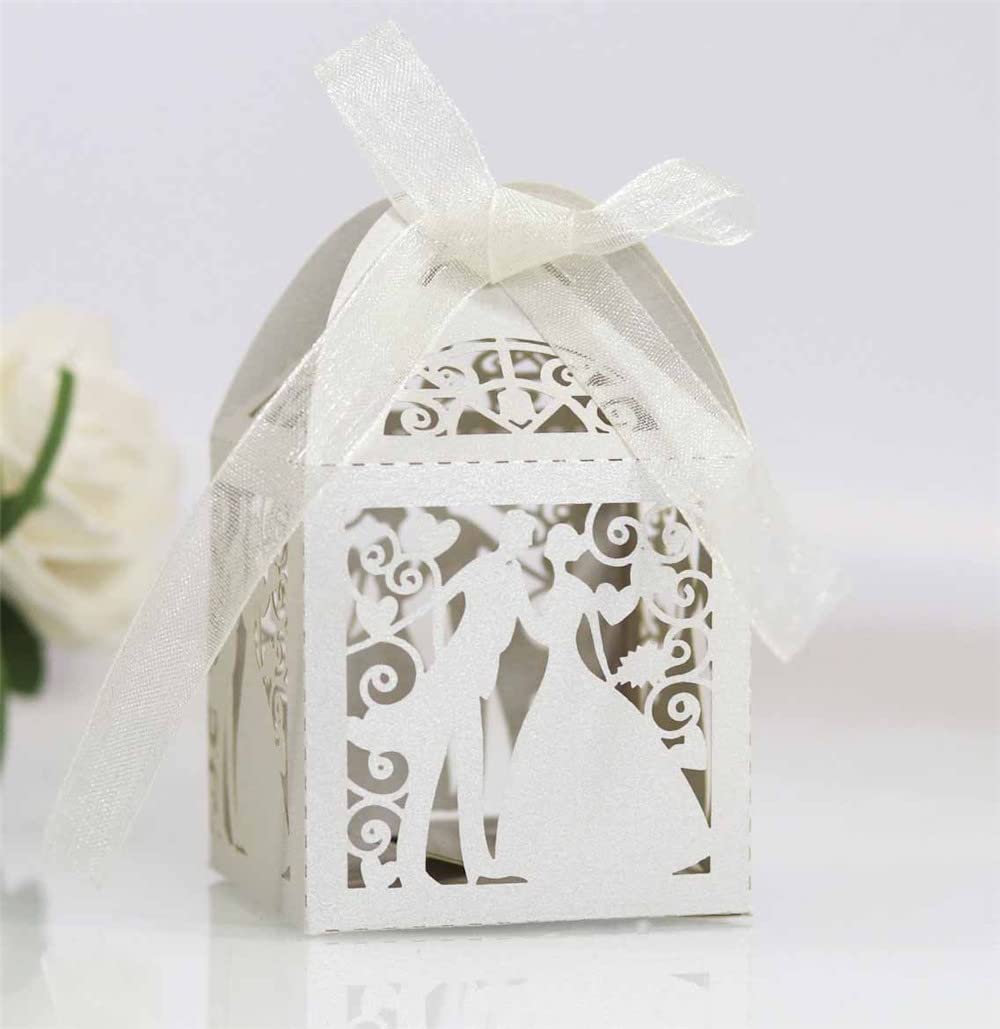 Szczęśliwe pudełko z cukierkami Pudełka na upominki weselne Papierowe pudełko na słodycze Panna młoda pan młody Puste pudełko na prezent na ślub panny młodej Baby Shower Christmas Party 50 szt. (Kolor