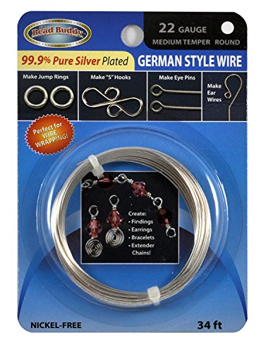 Bead Buddy 22 Gauge 99.9 Percent Pure Silver Plate German Style Wrapping Wire-Craft Wire-Jewelry Making Wire