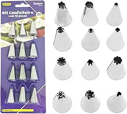 Kit com 12 Bicos Decoradores para Confeitar Bolos em Aço Inox - Profissional e Durável - Ideal para Confeiteiros, Cake Design e Decoracao de Doces, Bolos, Cupcakes e Sobremesas