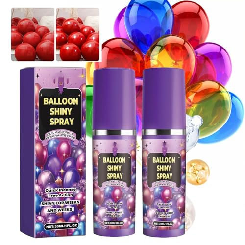 2 Stück Ballon-Glanzspray, 30 ml Glitzerspray, langanhaltendes und glänzendes Ballon-Hochglanzspray für ein elegantes Hochglanz-Finish in wenigen Minuten, perfekt für Ballondekoration, Partys