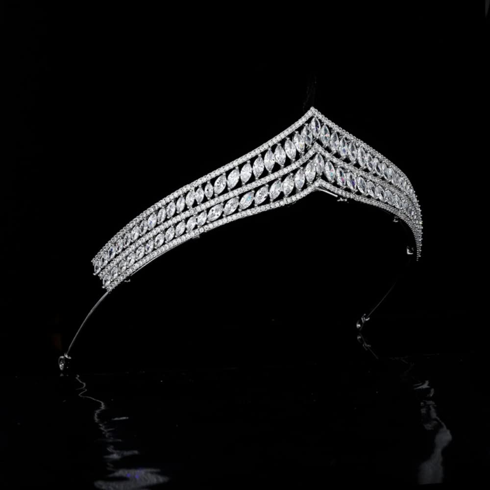 QXMYOO Tiaras de boda de circonita cúbica para novia, pequeña, dulce cumpleaños 16, graduación, corona de reina, tocado para 15 años, quinceañeras 2023, accesorios para el cabello de novia de plata