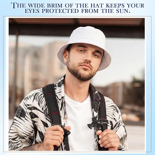 Image of 36 /24 /12 Pcs Bucket Hats for Men Women Bulk Cotton Fishing Cap UV Protection Beach Foldable Solid Color Sun Cap