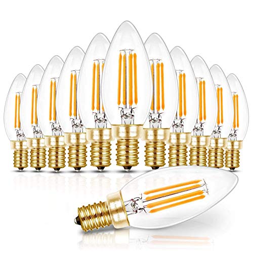 Hizashi E12 Candelabra LED Light Bulb 40 Watt 90+CRI Chandelier Light Bulbs Dimmable, B10 LED Candelabra Bulbs, 4W, 450LM 2700K Soft White, Candle Lig