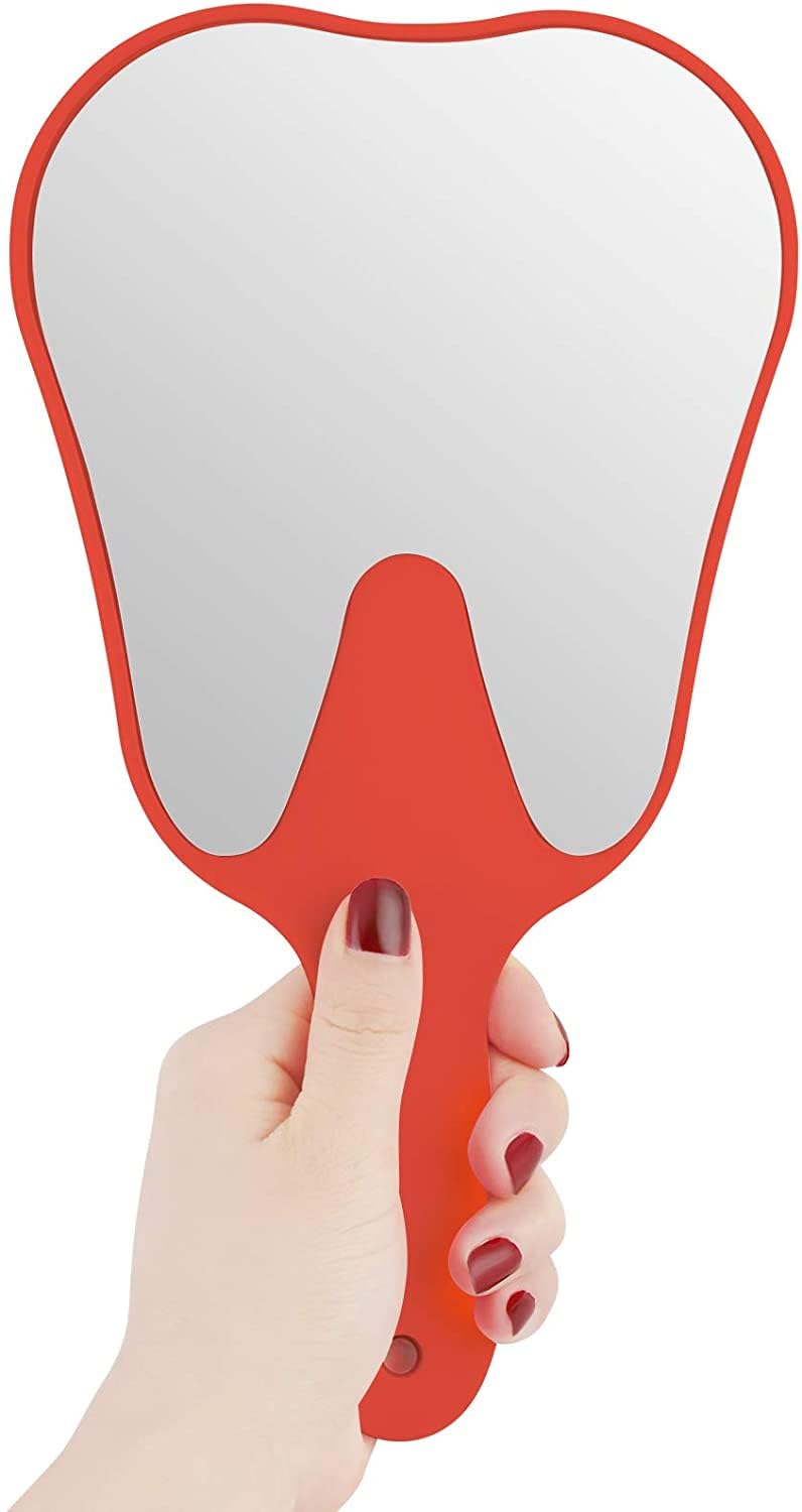 Tooth Shape Mirror with Plastic Handle Pack of 10 Piece-image-36