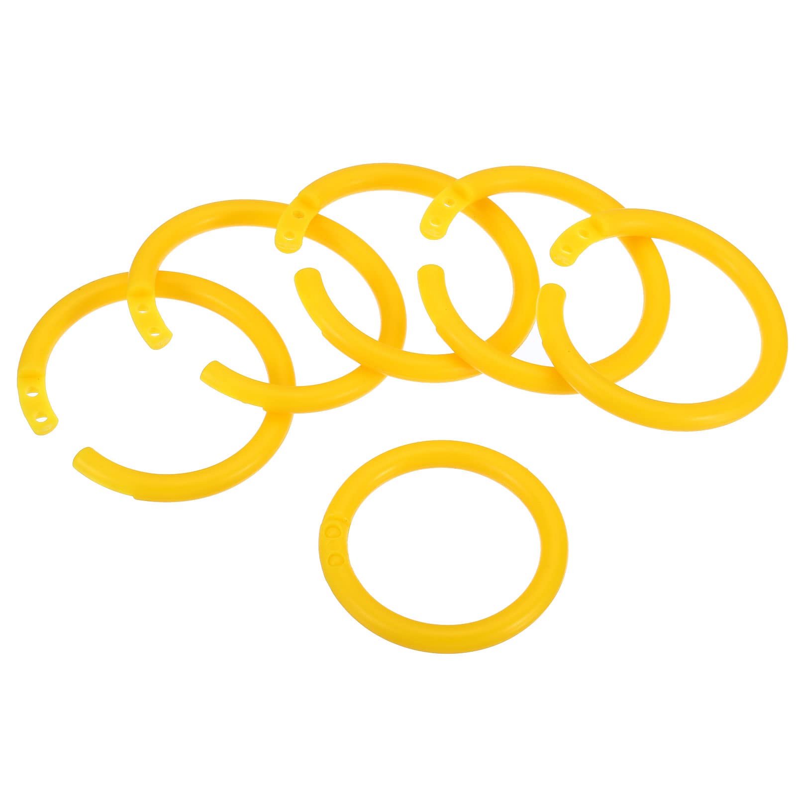 PATIKIL 1.4" OD 1.1" ID Loose Leaf Rings, 50 Pack Binder Ring Plastic for Book DIY Scrapbook Notebook Photo Album, Yellow