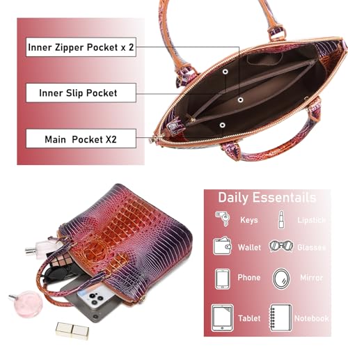 Image of Makcr Joacbv Women Purse Satchel Bag Long Crossbody Classy Tote Bag Top Handle Vegan Leather Ladies Handbags Embossed Pattern