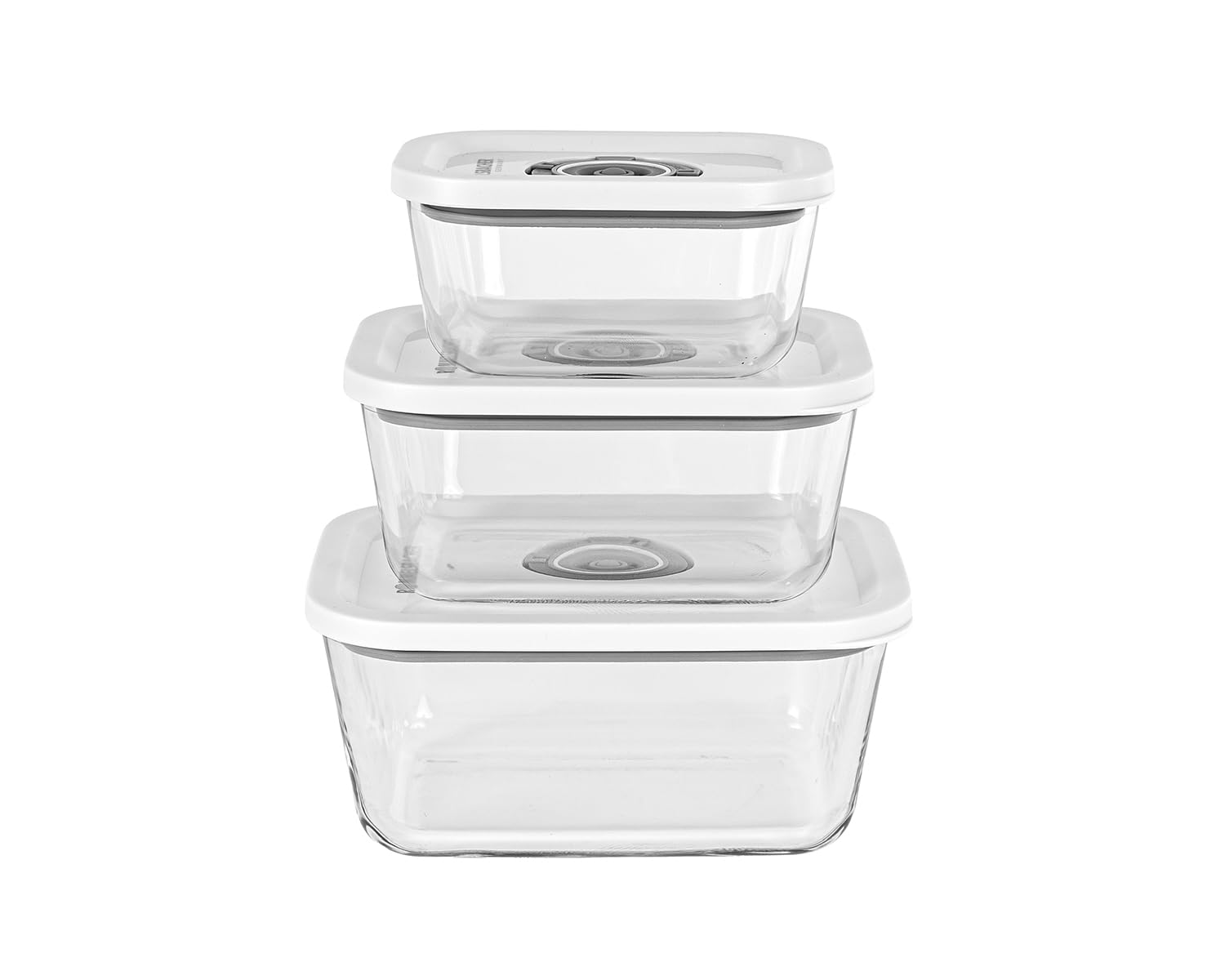 Rommelsbacher Vakuum Behälter Set VCG 1, 3 Behälter, Borosilikatglas, BPA-frei, hitzebeständig, spülmaschinenfest, gefriergeeignet, inkl. Vakuumierschlauch & Adapter für Vakuumierer anderer Marken