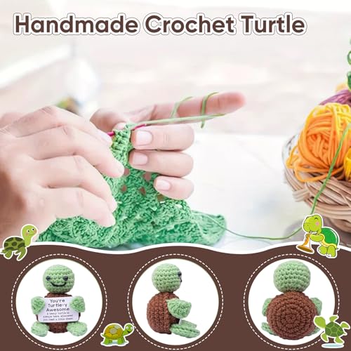 Schildkröte Kuscheltier Positive Geschenke,Turtle Gifts Emotional Support Geschenk Deko Gestrickte Mini Emotionale Unterstützung Schildkröten Gehäkelte Kuscheltiere Geburtstag für Frauen Geschwister