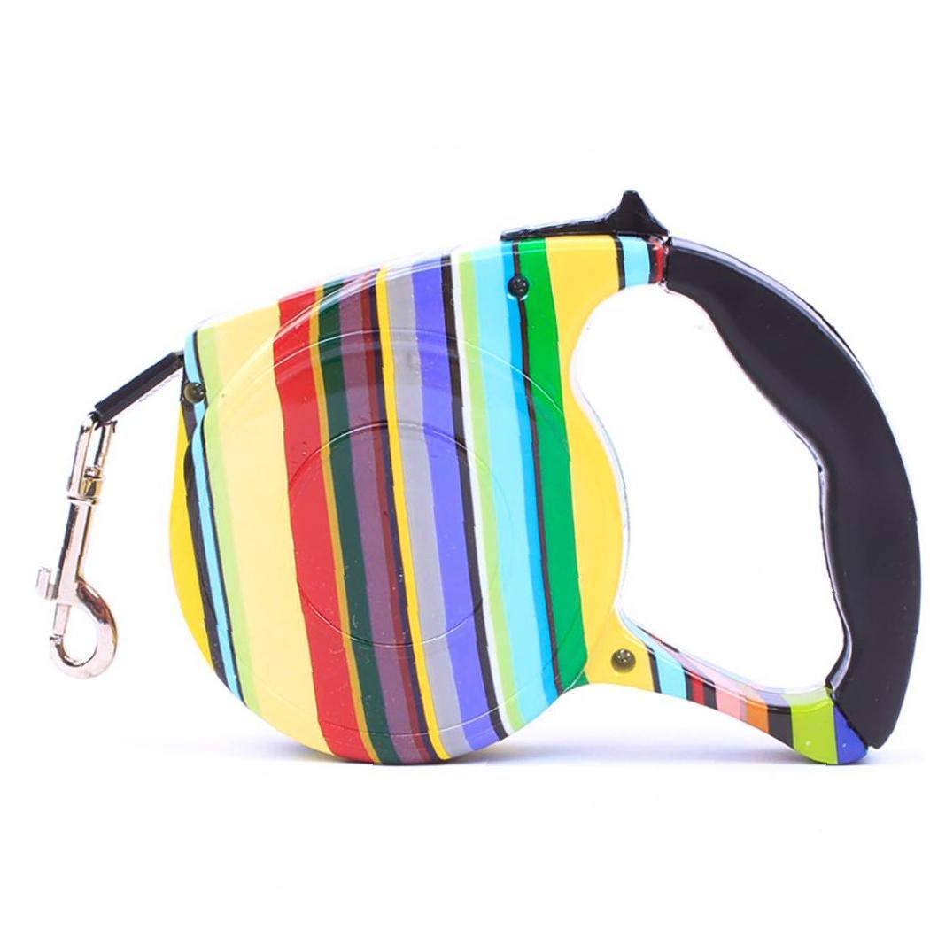 shentaotao Automatic Retractable Pet Walking Lead Leash Tangle-free Traction Rope for Large Medium Small Dog Cat 5meters Wave Color Strips